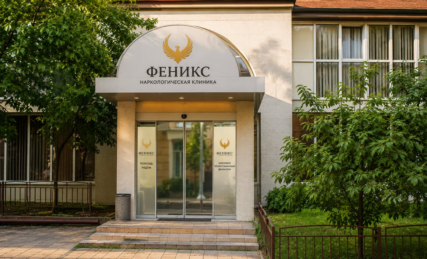 Вход в наркологическую клинику «Феникс» в Соликамске